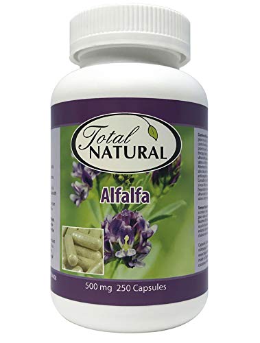 Natural Alfalfa Supplement 500mg 250 Capsules [2 Bottles] by Total Natural, Premium Wild