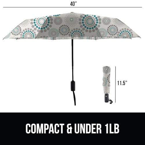 Image of GORILLA GRIP Compact Travel Size Umbrella for Rain, Sleek Design Fits Backpack, Purse and Carry On, Lightweight Under 1lb, One Click Open and Close, Wind Resistant, Durable Waterproof, Spiral