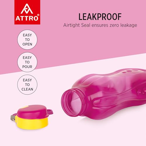Image of ATTRO Prime Drinkware Plastic Water Bottle,Leak-Proof-Set of 3-Dark Pink-1.5L