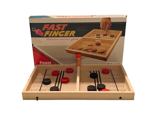 Image of Fast Finger Premium Wooden Power Shoot Board Game, 2-Player Family Game, Double-Sided