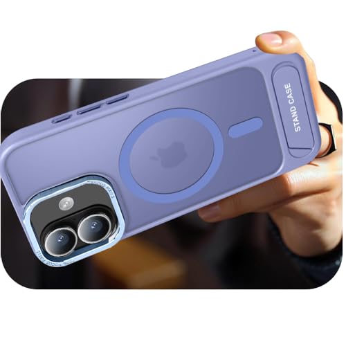Image of KARWAN️Matte Back Cover Case Compatible with Stand Magnetic Designed for iPhone 16 | Ultra Hybrid Camera Bump Protection (Purple)