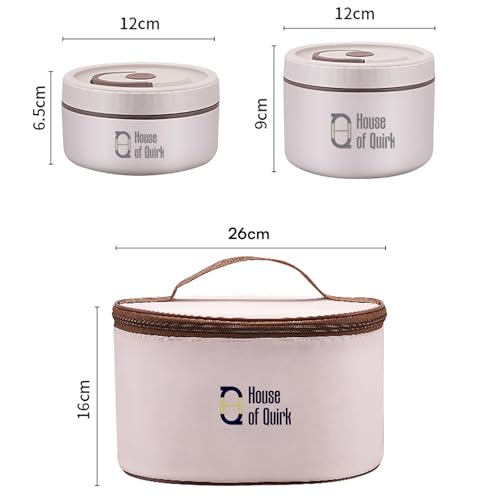 Image of House of Quirk 304 Stainless Steel Bento Lunch Box for Adults, 4 Stackable Containers with Insulated Thermal Case, Microwave Safe & Portable (Brown)