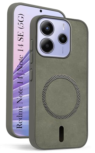 Image of Jkobi Leather Finish Back Cover Case for Redmi Note 14 5G | Redmi Note 14 SE (MagSafe Compatible Wireless Charging | Soft Touch | Camera Bump Protection)