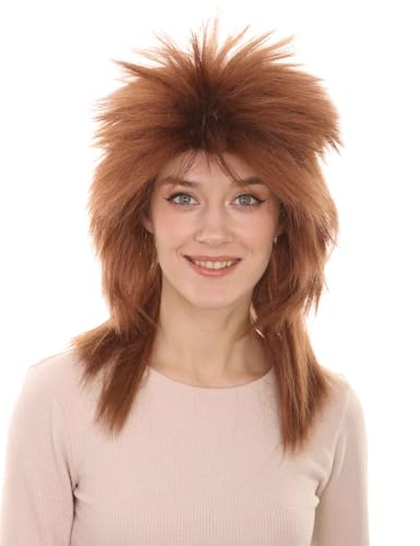 Wigs2you.com���f�B�[�X �t���E�B�b�O �X�p�C�N�}���b�g�X�^�C�� �R�b�p�[���b�h �ϔM�t�@�C�o�[ �y�� �p���N�E���b�N�E80�N��R�X�v���p - �u���E��(H-1331K-BROW)