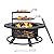 36 Inch Fire Pit with 2 Cooking Grate, Outdoor Wood Burning BBQ Grill Firepit Bowl with Cover Lid, Steel Round Table for Backyard Bonfire Patio Picnic (Black, 36IN)
