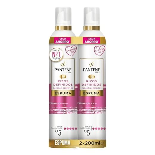Pantene Pro-V Espuma Rizos Perfectos Nutritiva y Protectora del Calor, con Aceite de Coco, 2x200 ml