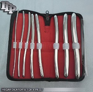 8 Pieces Set of Hegar Uterine Dilator with Carrying Case Gynecology DDP