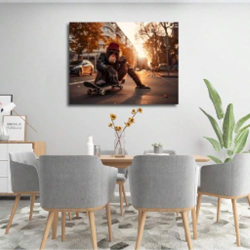 Toile singe de skateboard 70x100cm pour deco salon moderne