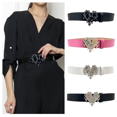 Love Buckle Belt For Women Rhinestones Buckle Waist Belt For Teens Girl PU Leather Women Belt For Jeans Pants2