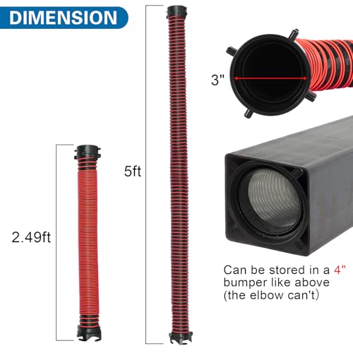 Image of 5FT RV Sewer Hose Extension Camper Sewer Hose Extension with Caps | EXTREME Heavy Duty 24 Mil, TPE Material, Abrasion Resistance and Crush Protection, Red