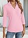 LYHIPSS 3/4 Length Sleeve Womens Tops Dressy Casual Business Work Polo Shirts Ladies Top and Blouses Outfits Pink Middle