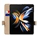 Samsung Galaxy Z Fold 4 Wallet Case, Ultra Slim Luxury Litchi Grain Genuine Leather Phone Cases Cover with Pen & Card Slot Holder 7.6