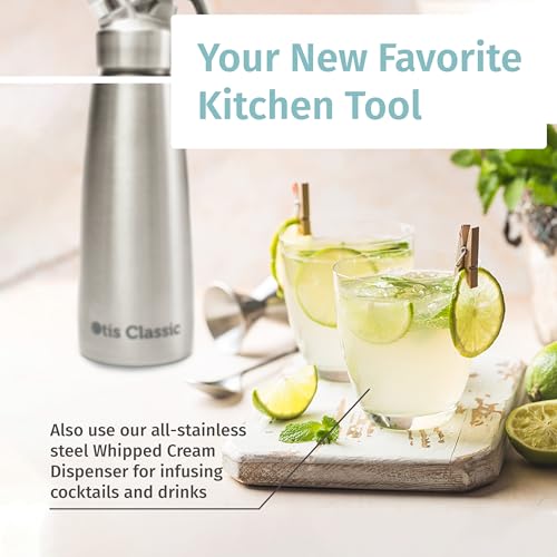 Otis Classic 304 Stainless Steel Whipped Cream Dispenser, 500ml w/ 3 Decorating Nozzles - Commercial Grade Quality Made of Food Grade Stainless Steel - Easy to Use and Clean Ideal for Desserts for Home Chef