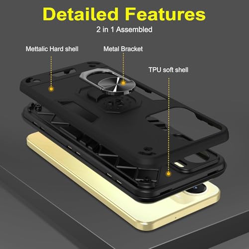 Image of NDCOM for Vivo T2x 5G Mobile Cover, Vivo Y16 Back Cover, Vivo Y56 5G Mobile Back Cover Ring Holder Case