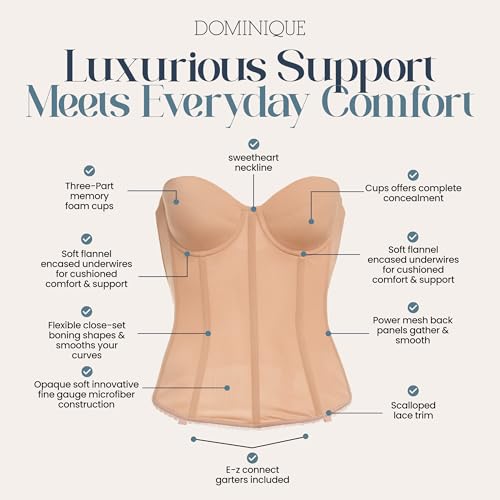 Dominique Women’s Brianna Longline Strapless Bra #8980 – Low Back Bridal Corset with Removable Garters - Lingerie for Women3