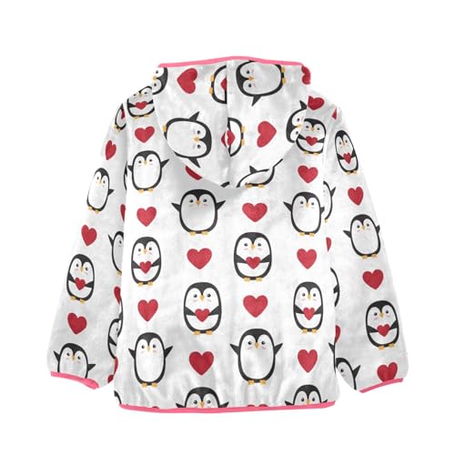 OTVEE Doodle Penguin Valentine Heart Kids Hoodie Jacket Fall Spring Full Zip Warm Outwear Coat2