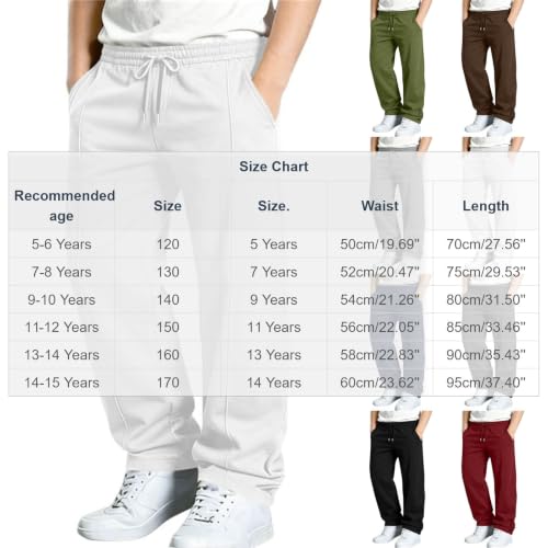 Boys Baggy Sweatpants Casual Fleece Straight Leg Sweat Pants With Pockets - image 3