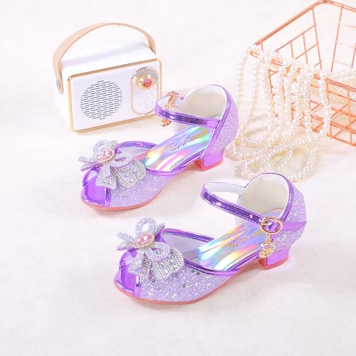 Girls Mary Jane Glitter Wedding Party Dress Shoes Princess Flower Strap Shoes2