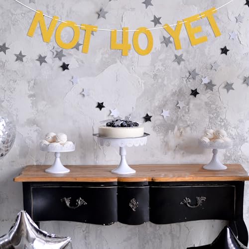 Image of Not 40 Yet Banner - Last Year In My 30s Banner, Happy 39th Birthday Sign, Cheers to 39 Years,Funny 39th Birthday Party Decorations Gold Glitter