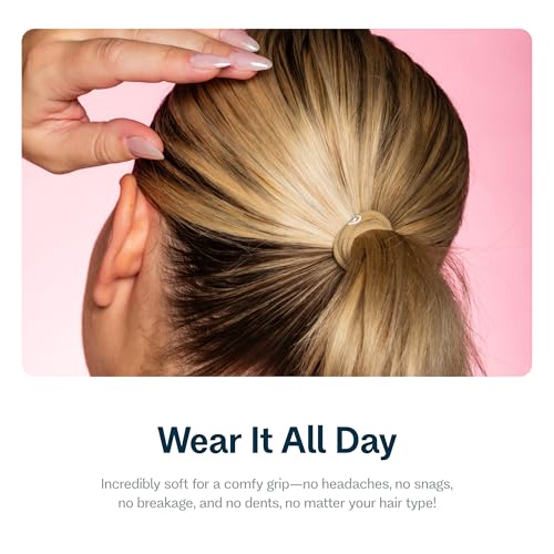 Image of Gimme Beauty Fine Hair Elastic Bands - Slim-Fit Elastic Ties for Fine, Brittle, or Bleached Hair - No-Dent, Gentle-Grip Ponytail Holders for All-Day Comfort - 12 Pack, Blonde