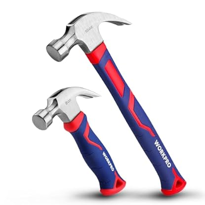 Foto di WORKPRO Martello da Carpentiere da 2 Pezzi, 720 g e 340 g, Martello Piccolo con Funzione Artiglio, Impugnatura Ergonomica e Antiscivolo, per Lavorazione del Legno, Ristrutturazioni
