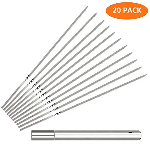 ZEEYU Kabob Skewers, Skewers for Grilling, Flat Metal Stainless Steel Wide BBQ Skewers