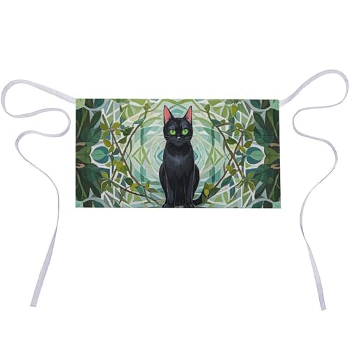 DJUETRUI Cat Adjustable for Women Men with Pockets Extra Long Lab Apron Butcher Apron Oxford Cloth Cotton Apron for Kitchen Cooking Baking