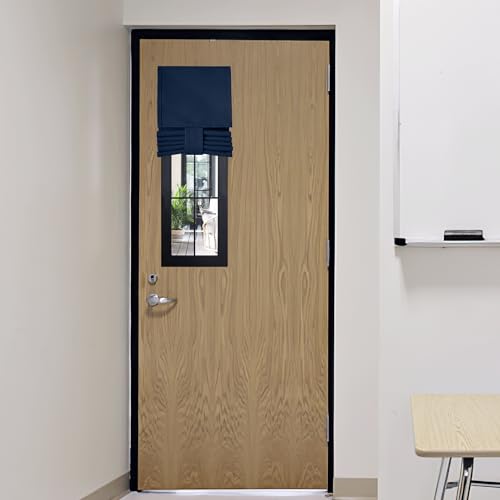 Image of RYB HOME Classroom Door Window Cover, Blackout Shades for Classroom Windows and Doors Cover Lockdown Shades, Room Darkening Design Blocks Views, W 8 x L 36, 1 Panel, Navy