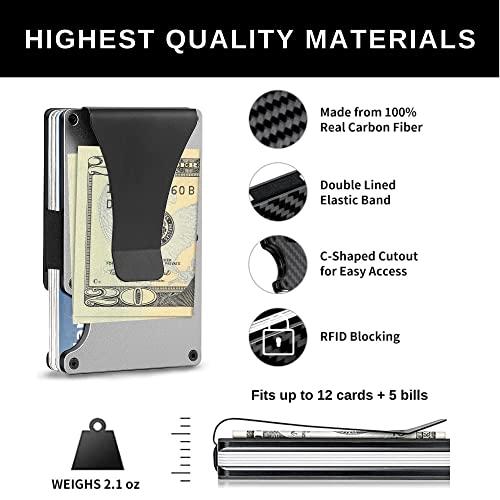 Carbon Fiber Minimalist Credit Card Holder & Money Clip Wallet For Men - Slim Rfid Wallet Easily Removable Money Clip For Men - Bifold Rfid Blocking Minimalist Slim Wallet (Vintage Flag) #TOP7