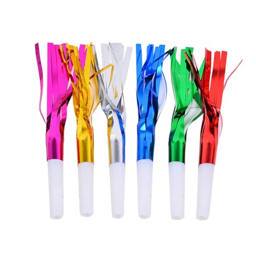 UUYYEO 30 Pcs Metallic Fringed Noise Makers Colorful Musical Party Blowouts Glitter Party Horns Noisemakers New Year Squawkers Whistles for Birthday Sporting Party Favors