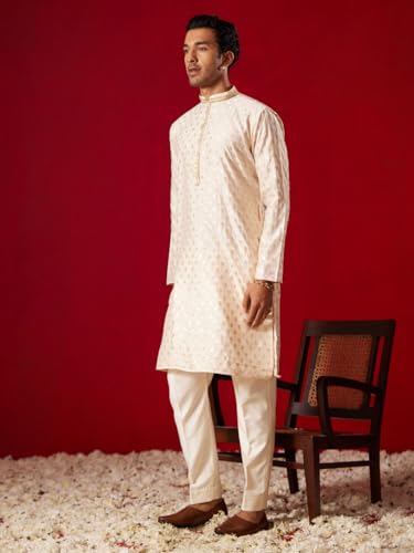 Image of VASTRAMAY Men's Silk Blend Kurta and Pyjama Set