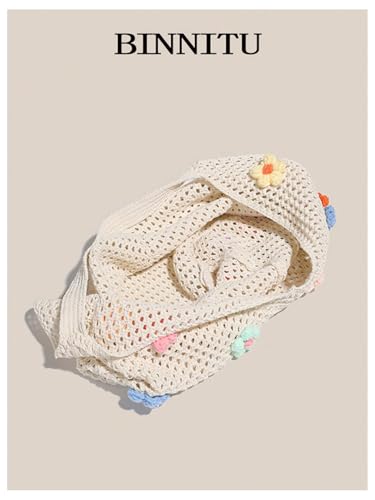 QWINEE Women's Boho Embroidery Crossbody Bag Hollow Out Crochet Knit Shoulder Bag Tote Handbag2