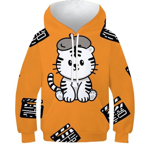 Pull à capuche tigre 3D fille garçon 8-10 ans sweat-shirt manches longues avec poche