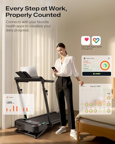 Image of UREVO Auto Incline Walking Pad with AI App, Adjustable Handlebar & Multifunctional Desk, 9% Power Incline Brushless Quiet Motorized Treadmill for Apartments, 12-Point Shock & Immersive Hiking
