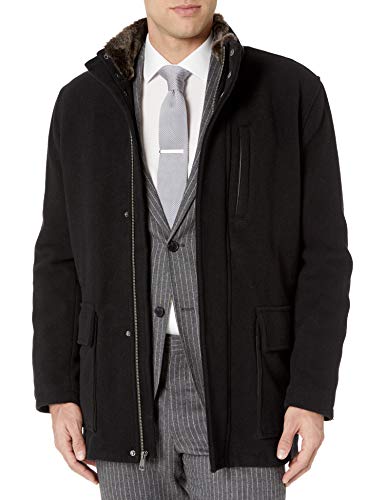 Cole Haan Signature Men s Parka Jacket with Quilted Liner, Black, Large