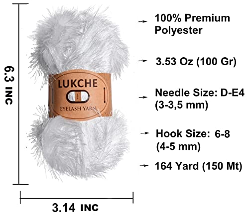 Image of Eyelash Fun Fur Yarn Premium 100% Polyester 164 Yds (150 Mt), 3.53 Oz (100 Gr) Colorful Crochet Yarn Dıy Hand Knitting. (Ecru, 1 Skein)