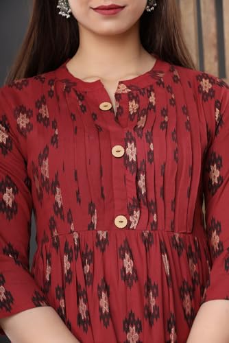 Image of Albela Women's Cotton Floral Printed Maternity Feeding Kurti with Zipper Maternity Gown for Women Feeding Dress