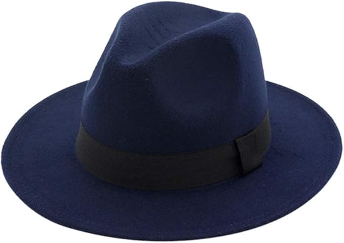 Image of Paper Wool Wide Brim Trilby Felt Jazz Fedora Hats for Women & Men