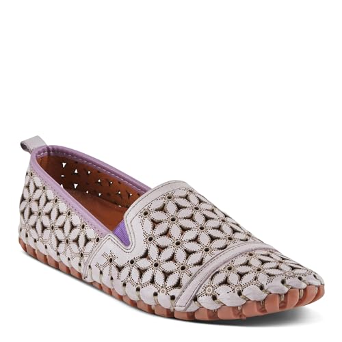 Image of Spring Step Flowerflow Shoes for Women - Leather Womens Loafer with Floral Laser Cutout - Comfortale Slip-On Shoes for Womens