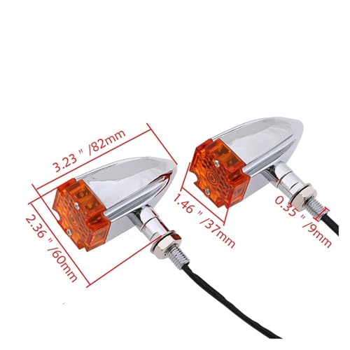 Clignotants LED moto chrome ambre 10mm pour custom et routière
