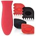 Durable Grill Pan Scraper Plastic Set Tool and Silicone Hot Handle Holder for Cast Iron Skillets, Frying Pans & Griddles,5-Pack