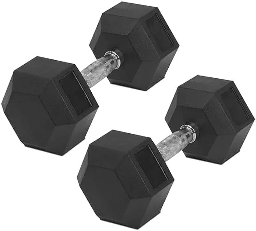 Image of Hexa Dumbbell 5X2 Kg | Solid Rubber Coated Weights for Home Gym Workouts | Anti-Slip Grip Dumbbell Pair for Men & Women | Strength Training Fitness Gear (10 Kg pair)