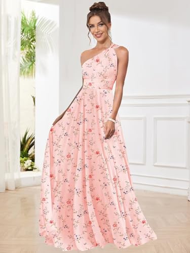One Shoulder Bridesmaid Dresses for Women Pleated A Line Chiffon Long Evening Dress Formal Gown with Pocket4