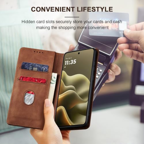 Image of Jasonyu Flip Wallet Case for Motorola Edge (2026) 5G,Brown