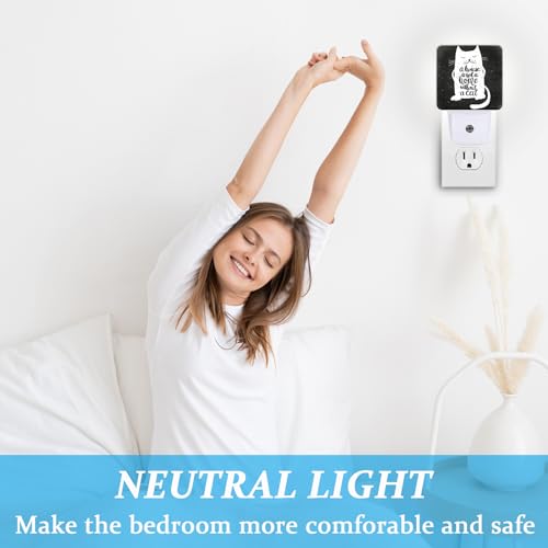 Image of Funny Cat Meow Night Light, Plug-into Wall Cat Lover Nightlight Lamp with Dusk to Dawn Sensor, Led Lamp 0.5W Energy Efficient for Boys Girls Adults Home Decor