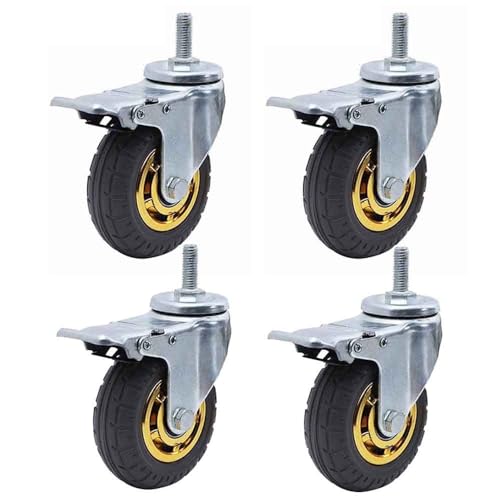 Roulettes robustes industrielles 3 4 5 pouces filetées M12 pour chariot d'atelier
