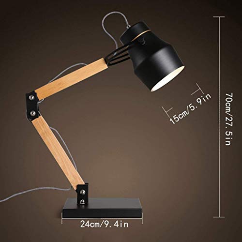 Lampe de bureau ajustable luminaire intérieur bois massif E27 - 7