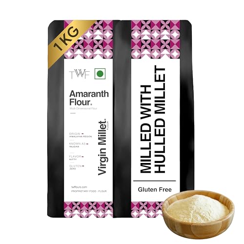 Image of TWF Virgin Amaranth Flour | 1 Kg | Stone Ground Rajgira Atta | Naturally Gluten-Free | Fiber-Rich | Not Pulverised | Ramdana Atta | Rajgira Peeth | Millet Flour | Ideal for Fasting | Vrat | Upvas | Soft Puffed Rotis, Baking & Gut Health | Fasting Flour