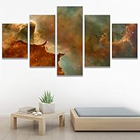 SIGNWIN 5 Panel Canvas Wall Art Aerial Astronomy & Space Expressive Global Moon Multicolor Photography Realism Warm for Home Decorations Ready to Hang - 60