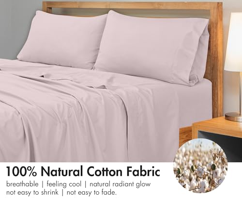 Image of Royale Linens 300 Thread Count 100% Long Staple Combed Cotton Flat Sheet - Super Soft - Top Sheets - Queen Flat Sheet Sold Separately - Breathable, Cool & Crisp Percale Sheets Only (Queen, Lavender)